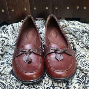 Clarks Brown Leather Loafers, Size 8 US